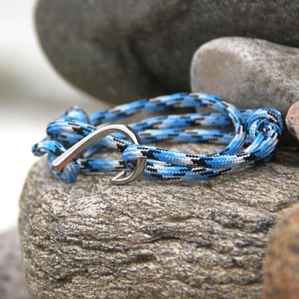 Adjustable Fish Hook Wrap Blue Ice 74 Bracelets Mystic Knotwork 