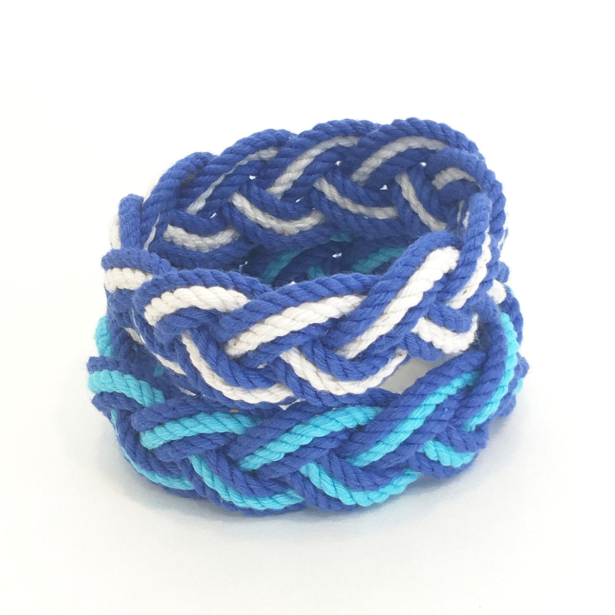Nautical Knot Striped Sailor Knot Bracelets Summer Blues handmade at Mystic Knotwork