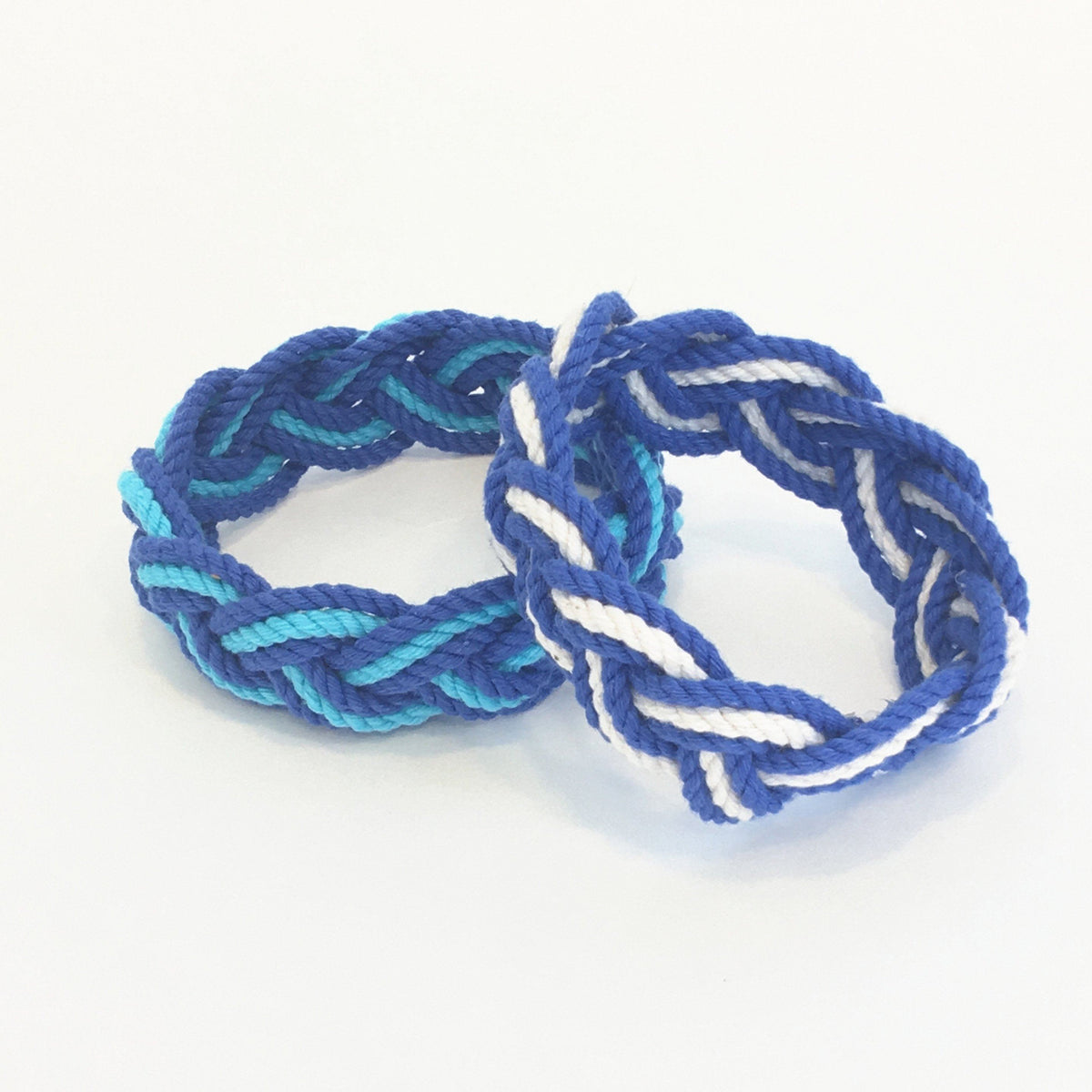 Nautical Knot Striped Sailor Knot Bracelets Summer Blues handmade at Mystic Knotwork