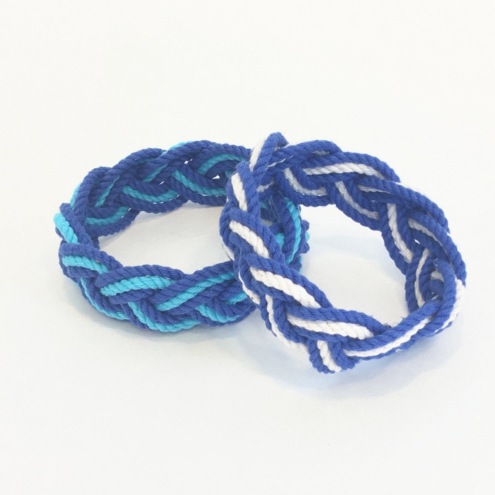 Nautical Knot Striped Sailor Knot Bracelets Summer Blues handmade at Mystic Knotwork