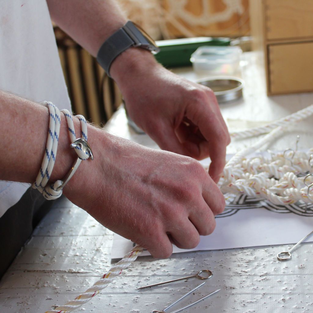 Blue Stripe Adjustable Anchor Wrap Use as a Bracelet, Anklet, or Necklace 165 Mystic Knotwork 