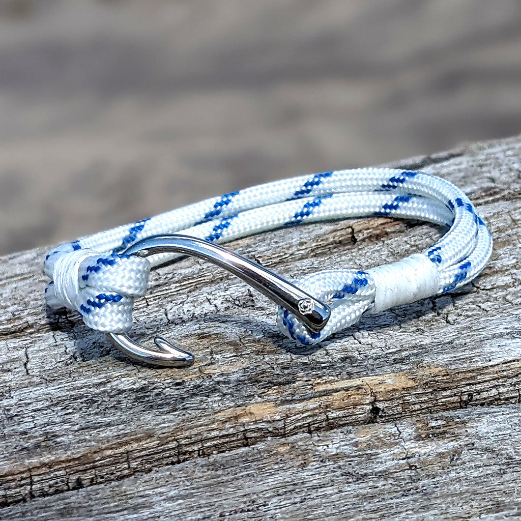 Blue Stripe Nautical Fish Hook Bracelet 165 Small 6