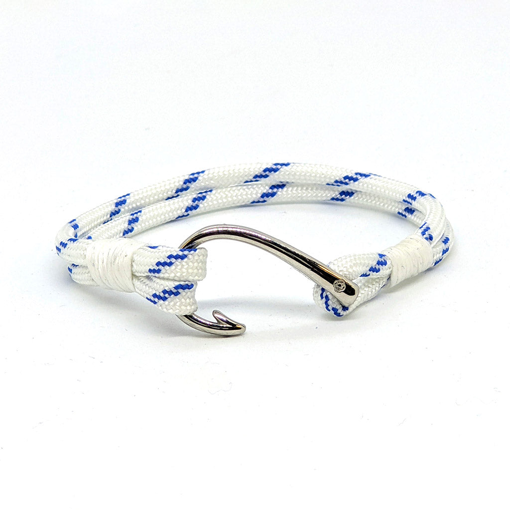 Blue Stripe Nautical Fish Hook Bracelet 165 Small 6