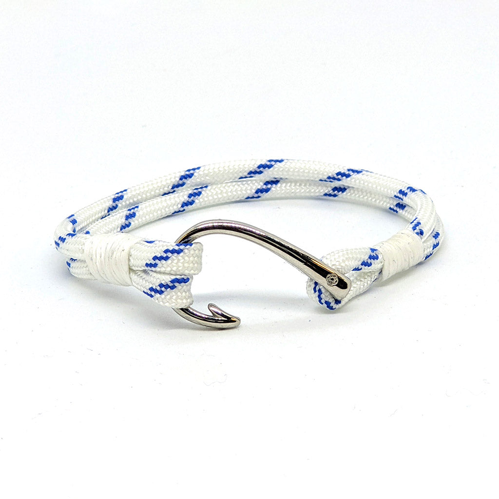 blue fish hook Blue Stripe Nautical Fish Hook Bracelet 165 Small 6"