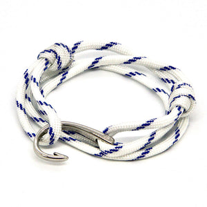 Adjustable Fish Hook Wrap, Bracelet or Anklet 14 Color Options Mystic Knotwork Blue Stripe (#165) 