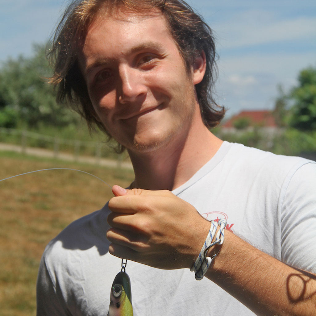 Adjustable Fish Hook Wrap Blue Stripe 165 Bracelets Mystic Knotwork 