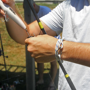 Adjustable Fish Hook Wrap Blue Stripe 165 Bracelets Mystic Knotwork 