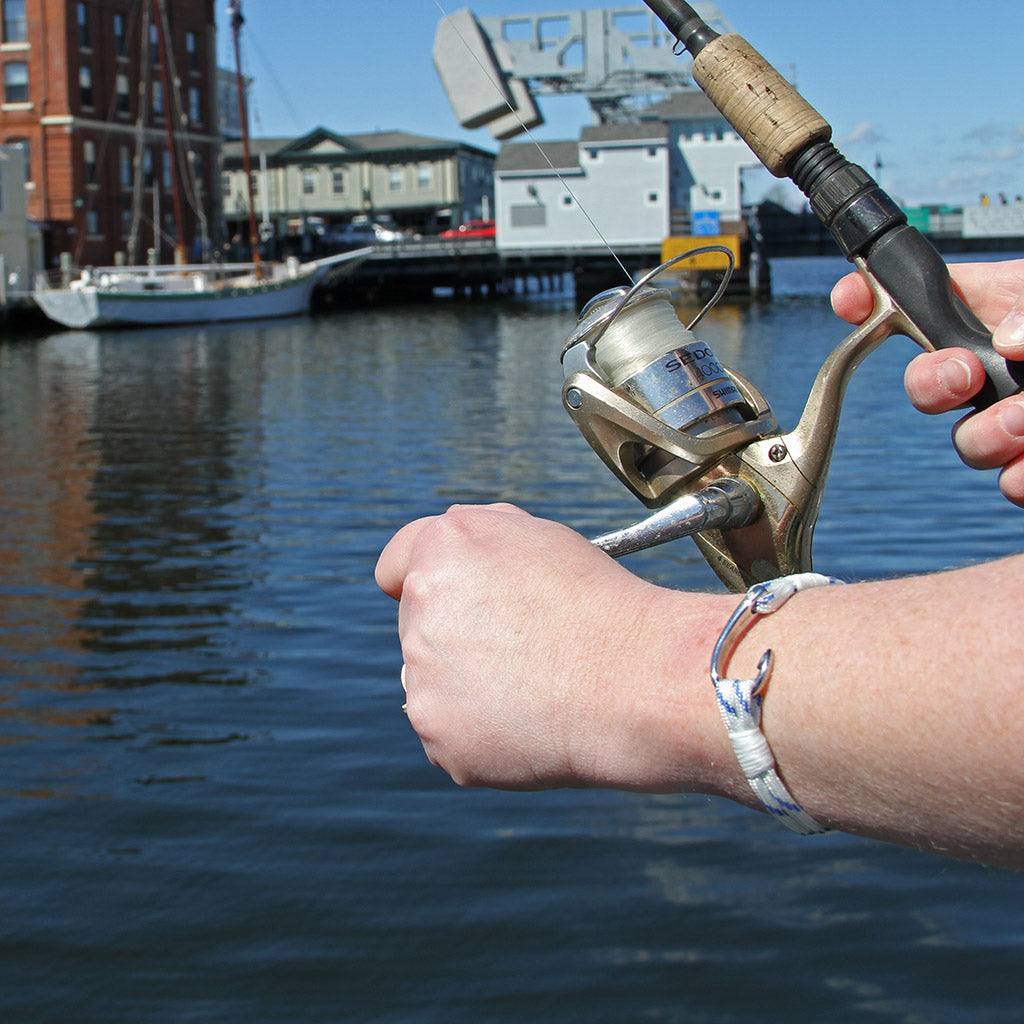 Blue Stripe Nautical Fish Hook Bracelet 165 Bracelets Mystic Knotwork 