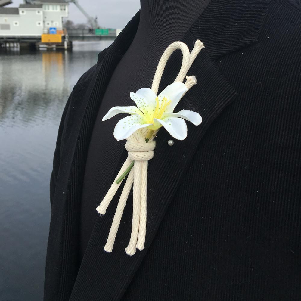 boutonniere fishing hook Nautical Lapel Knot Braided Cord Overhand Knot Boutonniere