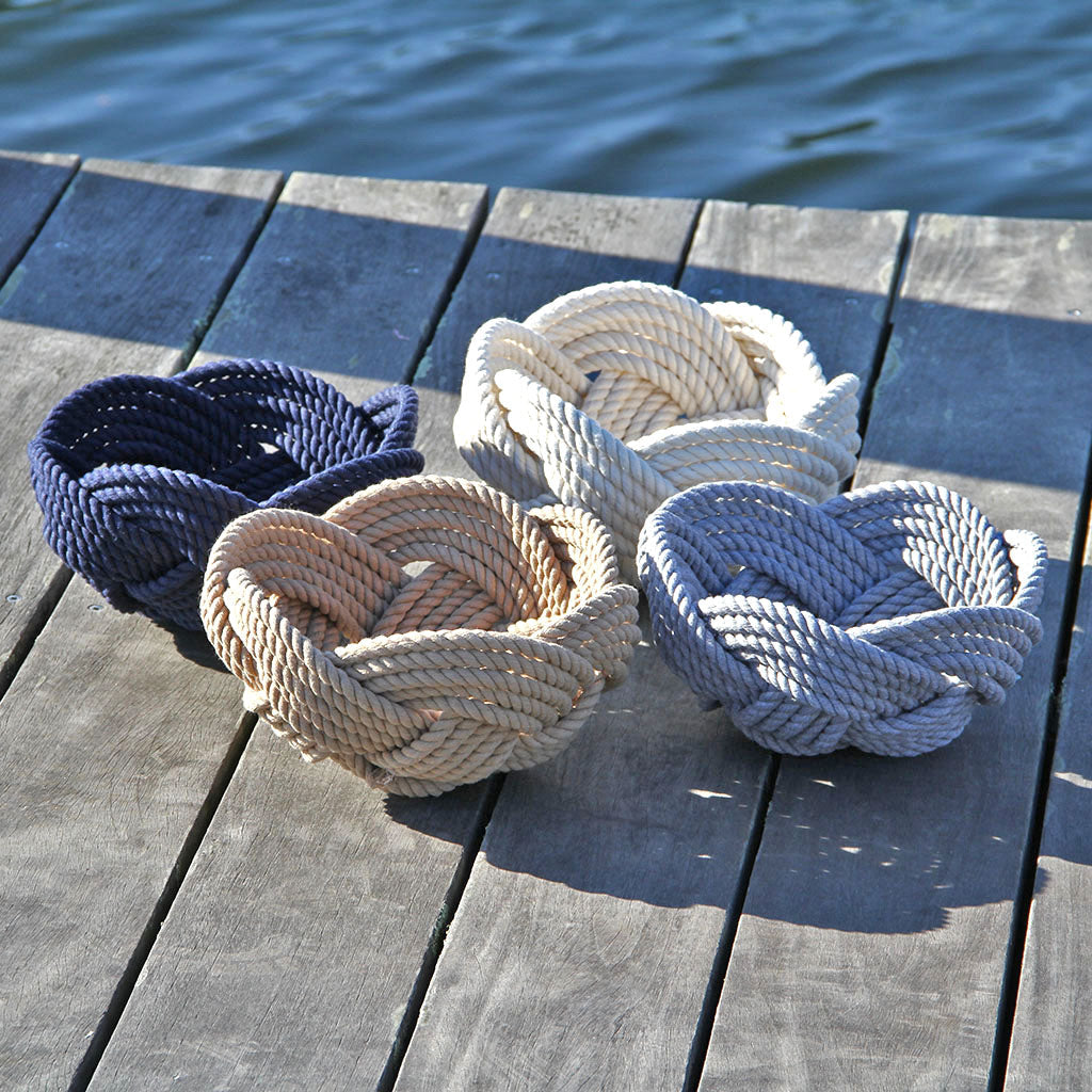 Nautical Celtic Knot Navy Woven Cotton Bowl Made in the USA by hand in  Mystic, Connecticut $ 80.00