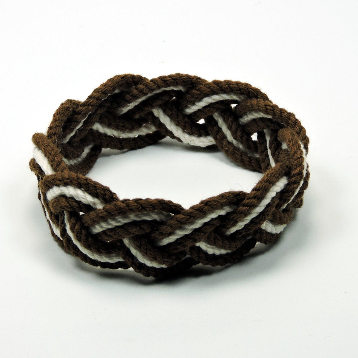 Nautical Knot Striped Sailor Bracelet, Nautical Colors w/ White Stripe handmade at Mystic Knotwork