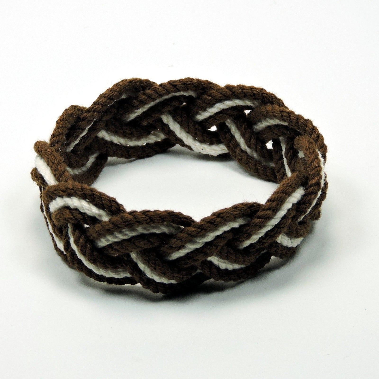 Nautical Knot Striped Sailor Bracelet, Nautical Colors w/ White Stripe handmade at Mystic Knotwork