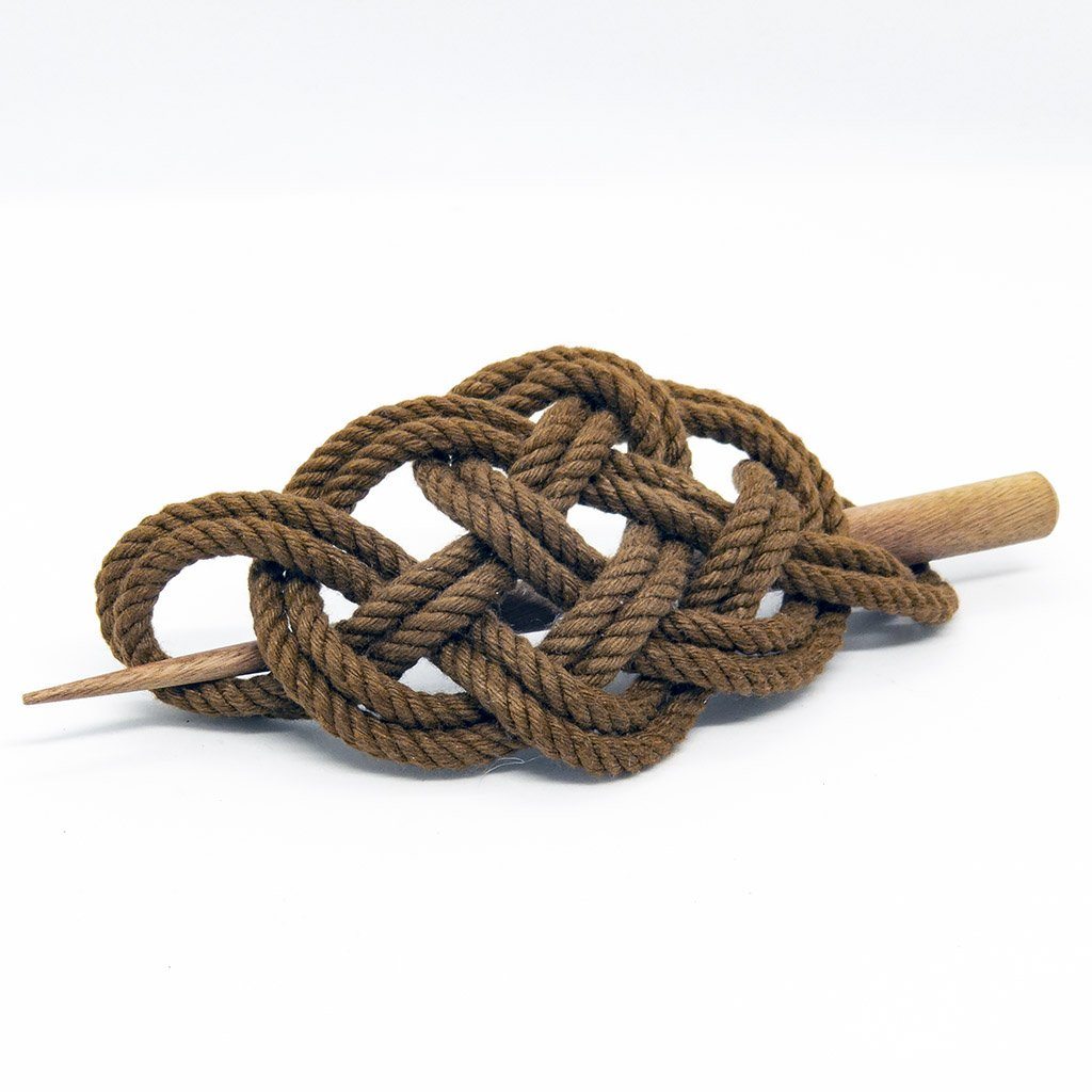 Celtic Weave Hair Stick Barrette in 17 Colors hair accessory Mystic Knotwork Brown 