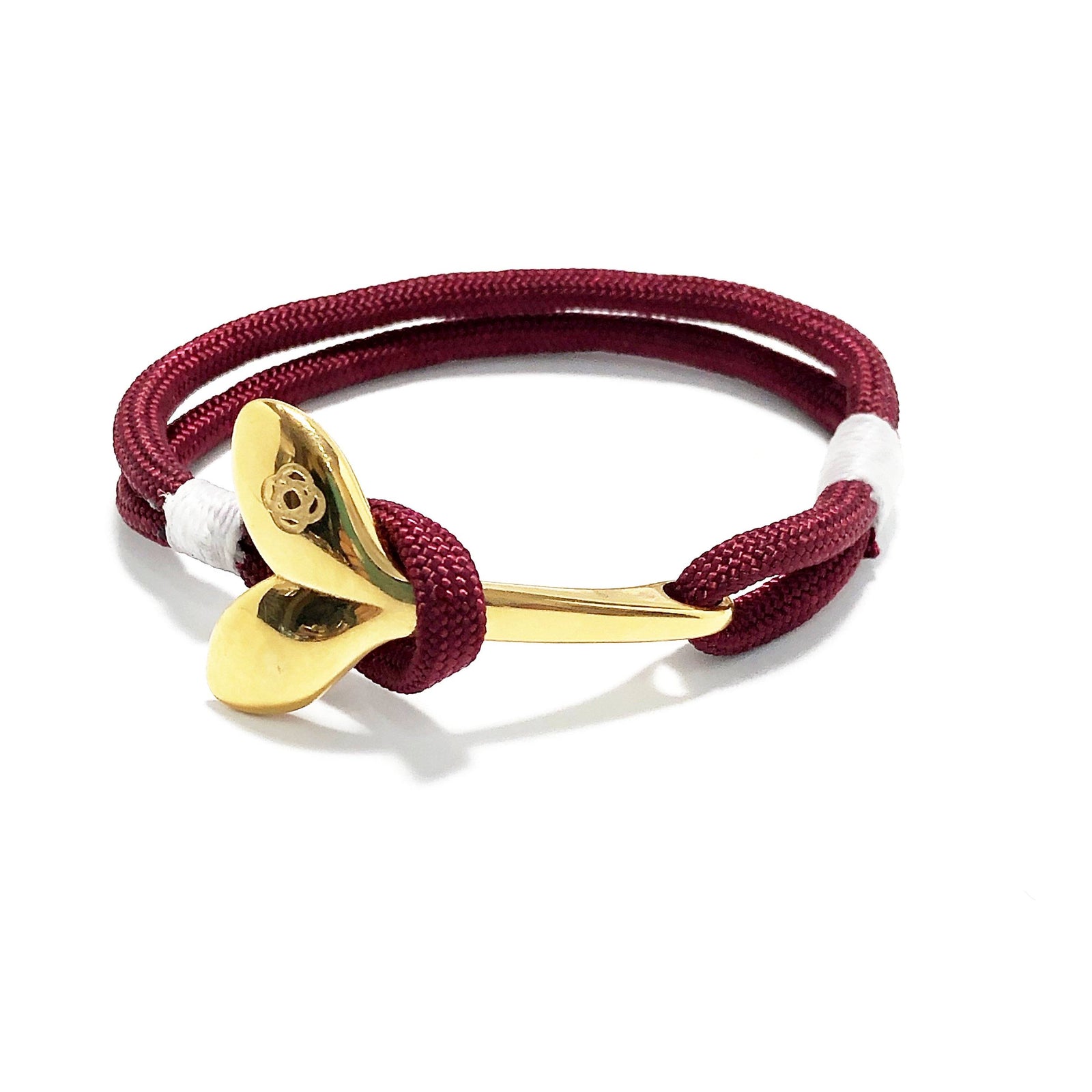 Burgundy Nautical Whale Tail Bracelet Brass 022 Mystic Knotwork 