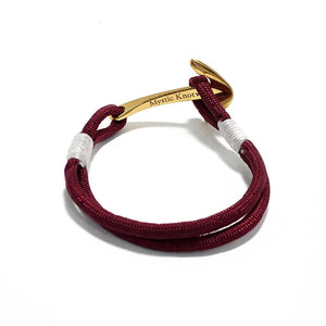 Burgundy Nautical Anchor Bracelet Brass 022 Mystic Knotwork 