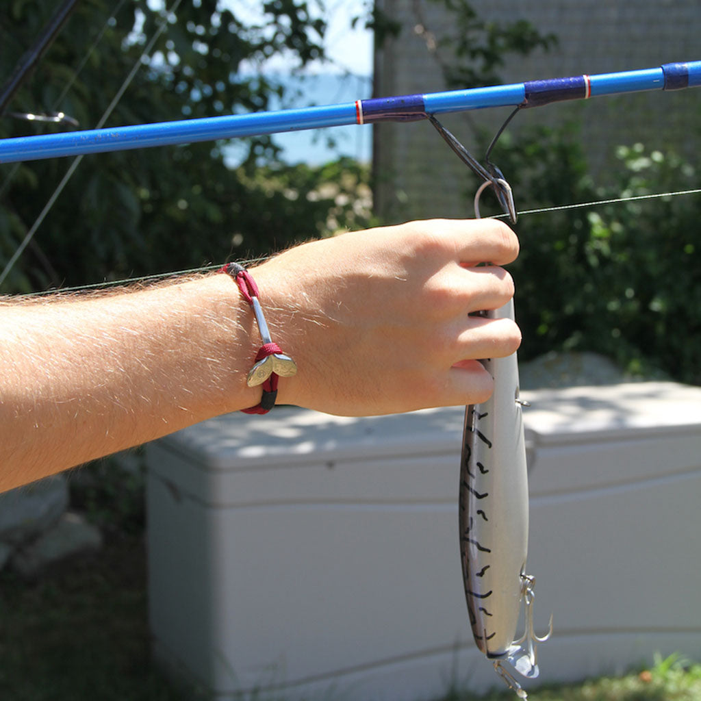 Burgundy Nautical Whale Tail Bracelet Stainless Steel 022 Mystic Knotwork 