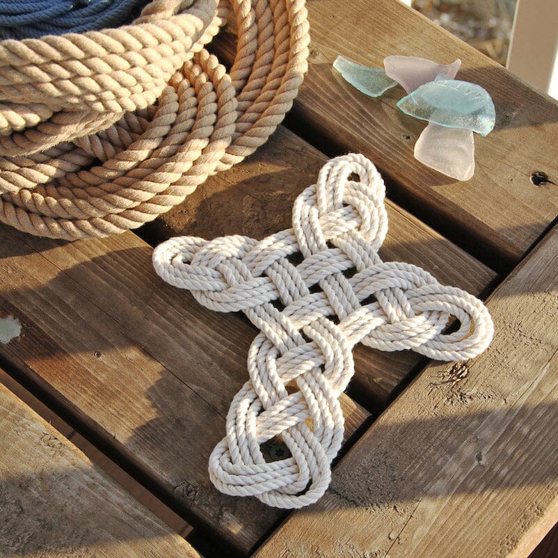 Small White Cotton Cross - Mystic Knotwork