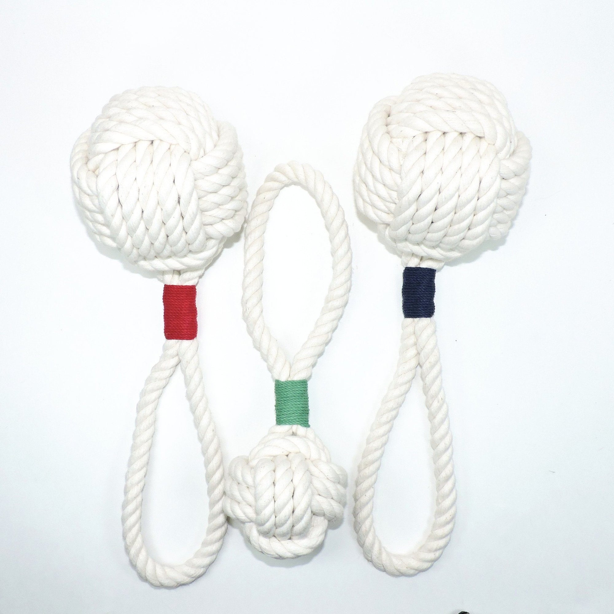 Nautical Knot Monkey Fist Rope Dog Toy handmade at Mystic Knotwork