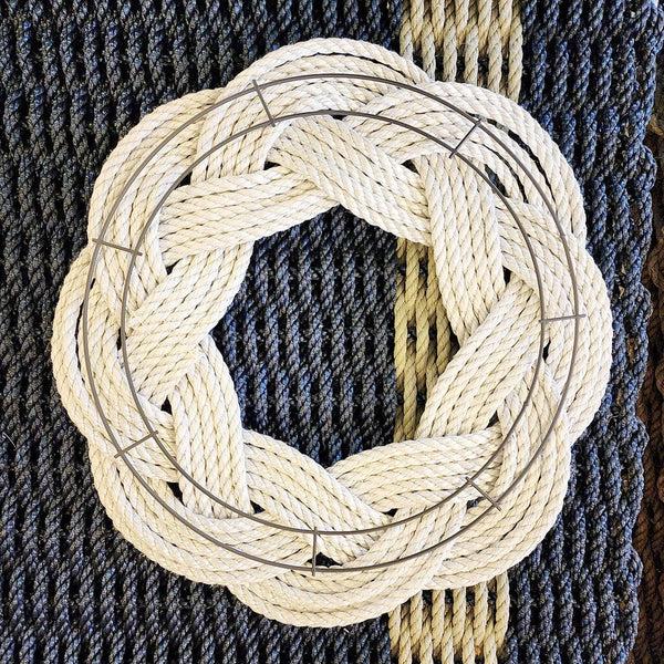 Sailor Knot Wreath or Centerpiece, White Cotton, w/ Frame