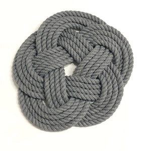 10" Nautical Sailor Knot Cotton Trivet, Large 4 Color Choices trivet Mysticknotwork.com Grey 