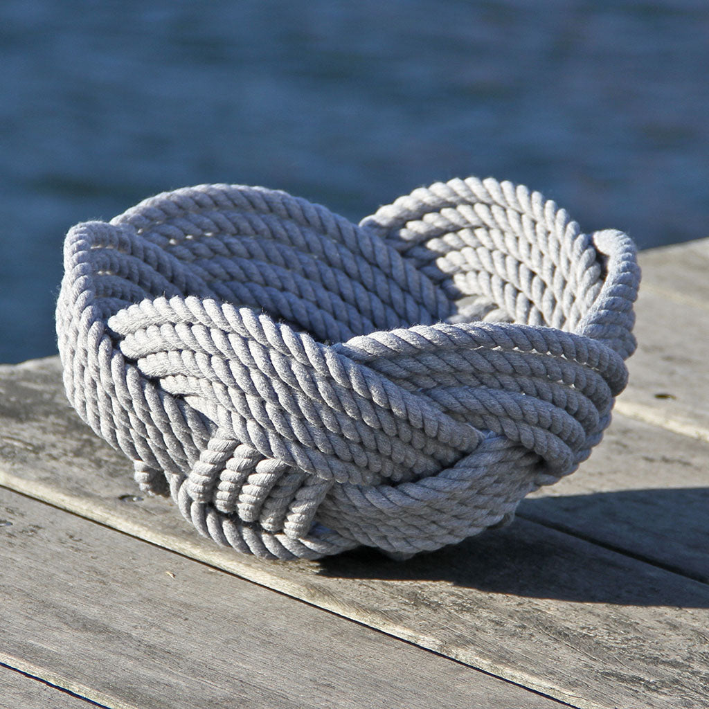 Nautical Celtic Knot Gray Woven Cotton Bowl Made in the USA by hand in  Mystic, Connecticut $ 80.00