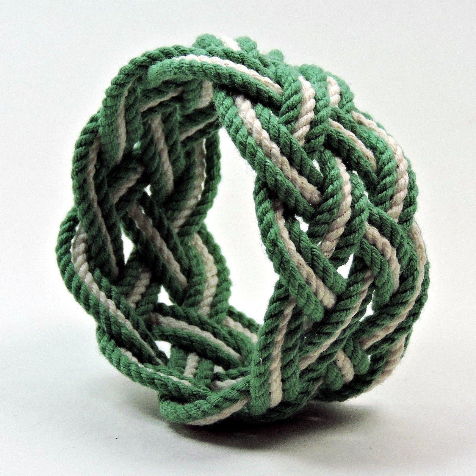 Nautical Knot Wide Striped Sailor Knot Bracelet handmade at Mystic Knotwork