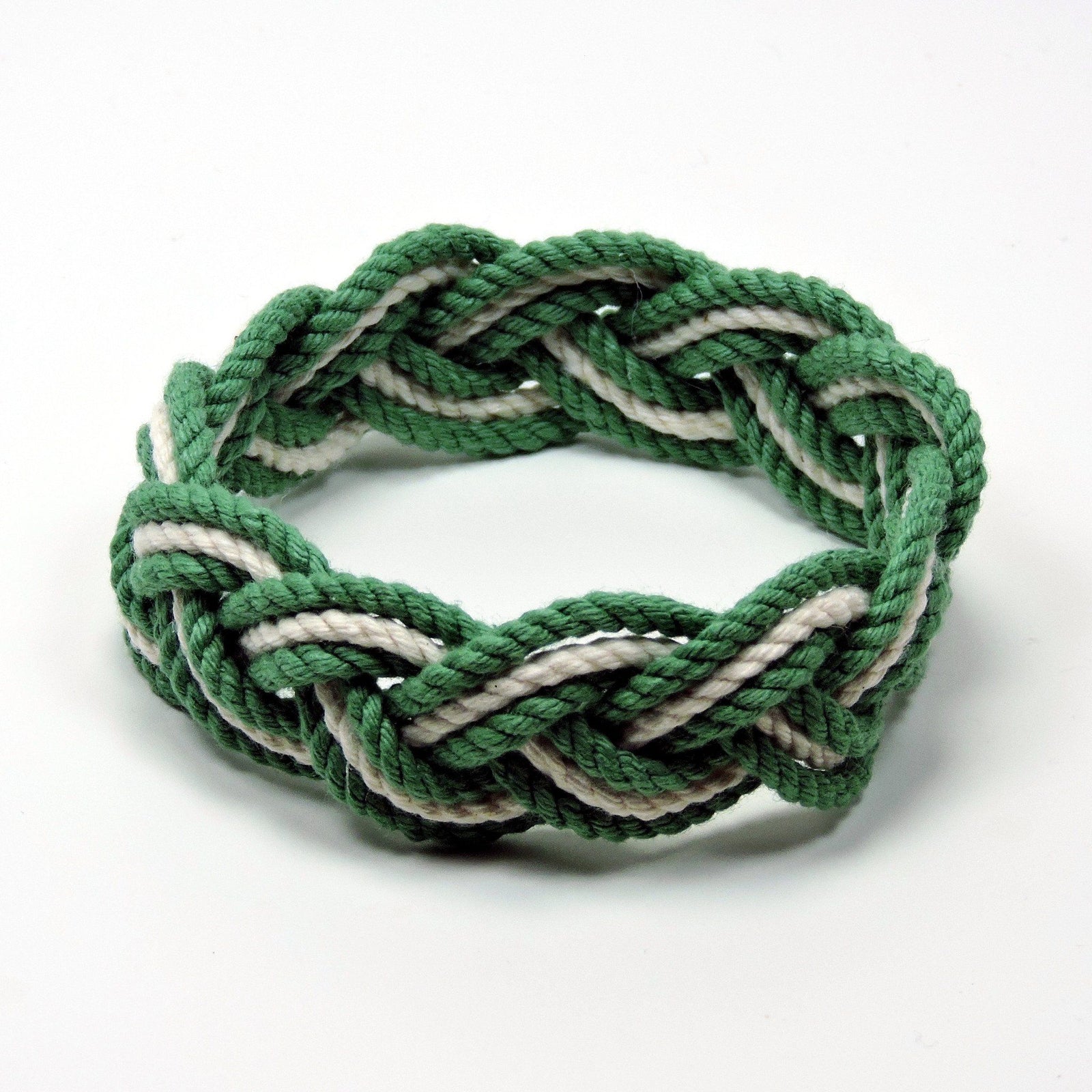 Nautical Knot Striped Sailor Bracelet, Nautical Colors w/ White Stripe handmade at Mystic Knotwork