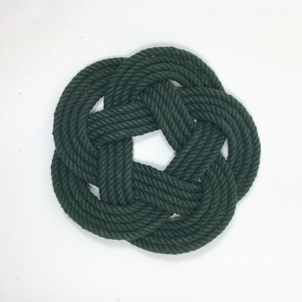 Nautical Knot Sailor Knot Coasters, Forest Green , Set of 4 handmade at Mystic Knotwork