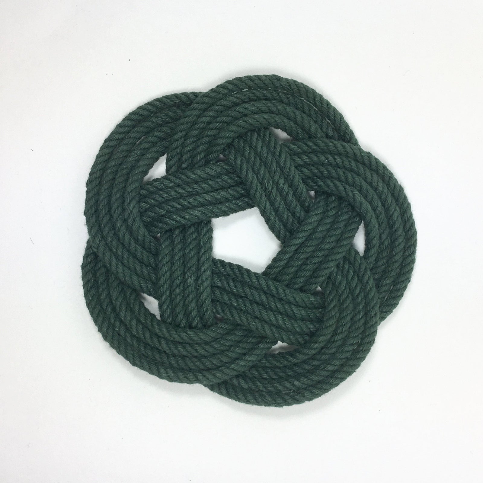 Nautical Knot Sailor Knot Coasters, Forest Green , Set of 4 handmade at Mystic Knotwork