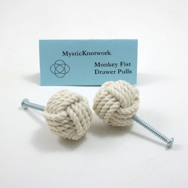 Nautical Knot Monkey Fist Drawer Pull Knobs handmade at Mystic Knotwork