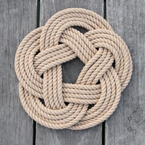 10" Nautical Sailor Knot Cotton Trivet, Large 4 Color Choices trivet Mysticknotwork.com Tan 