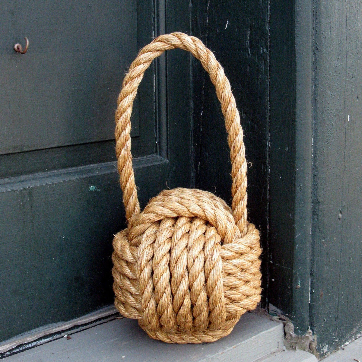 Nautical Knot Monkey Fist Door Stop, Large Manila handmade at Mystic Knotwork