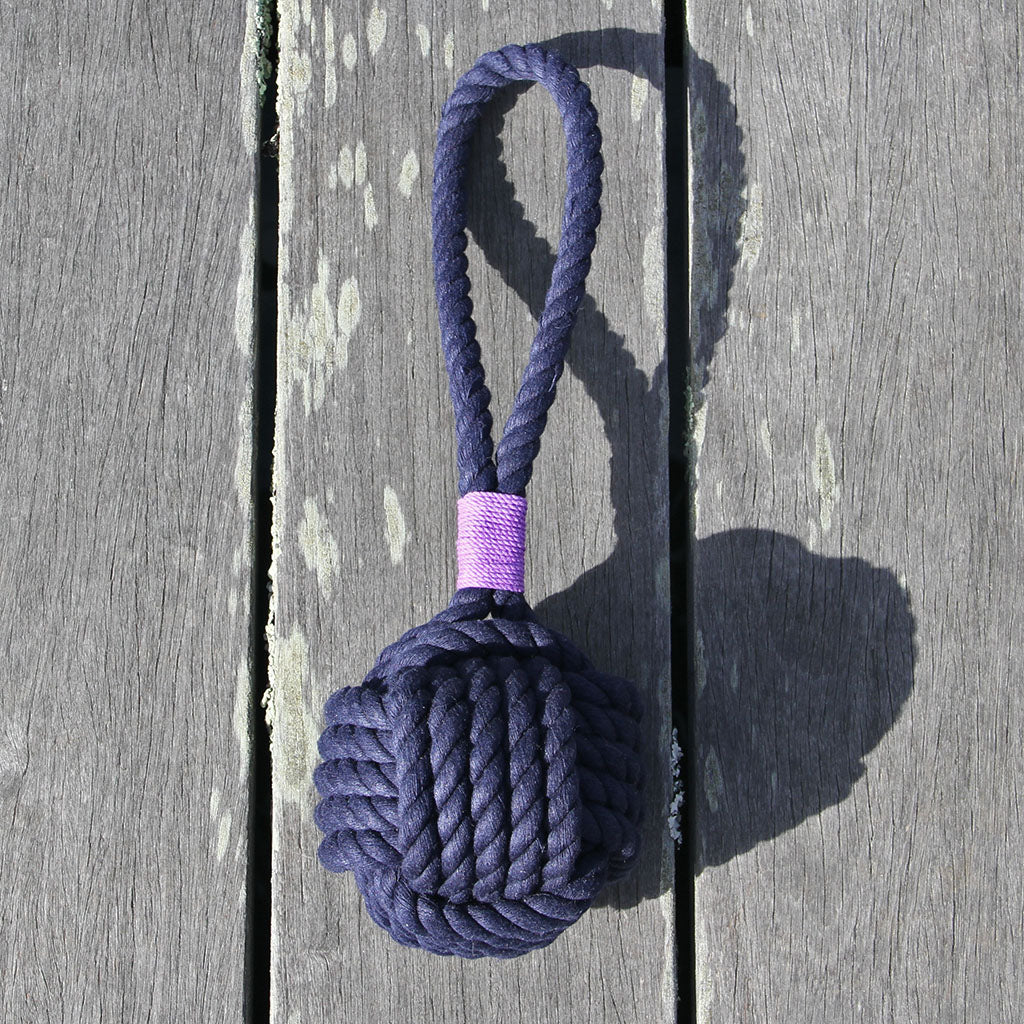 Large Monkey Fist Rope Dog Toy pet toy Mysticknotwork.com Navy 