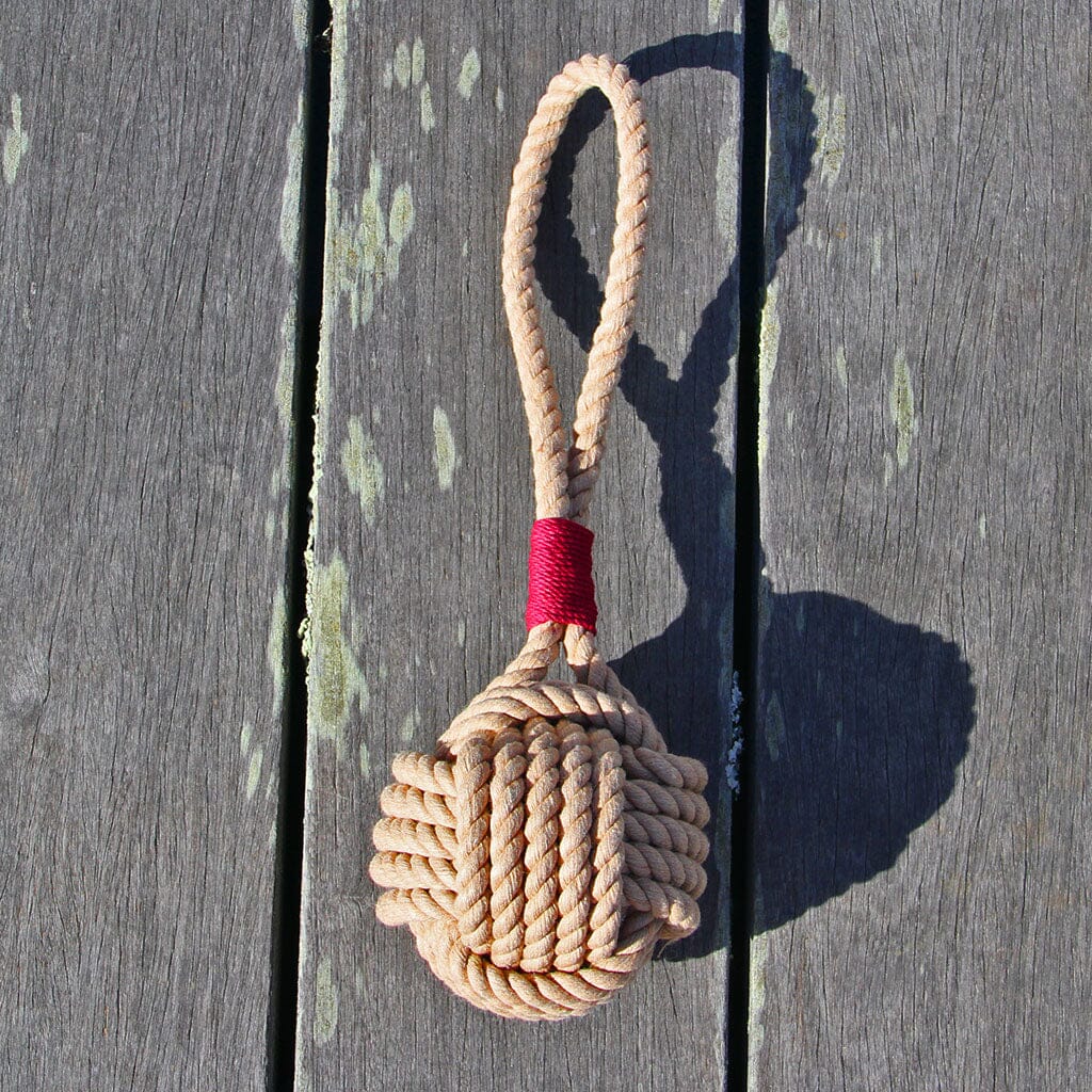 Large Monkey Fist Rope Dog Toy pet toy Mysticknotwork.com tan 