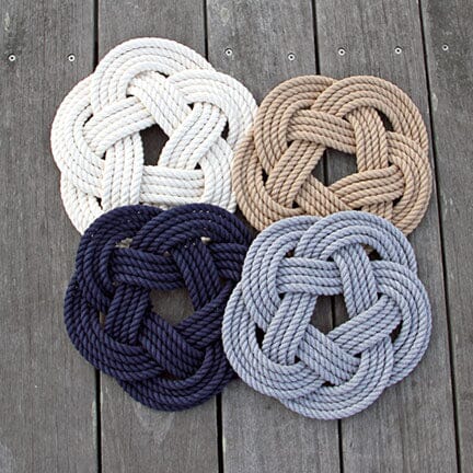 7 Nautical Sailor Knot Cotton Trivet, 5 Color Choices, Small