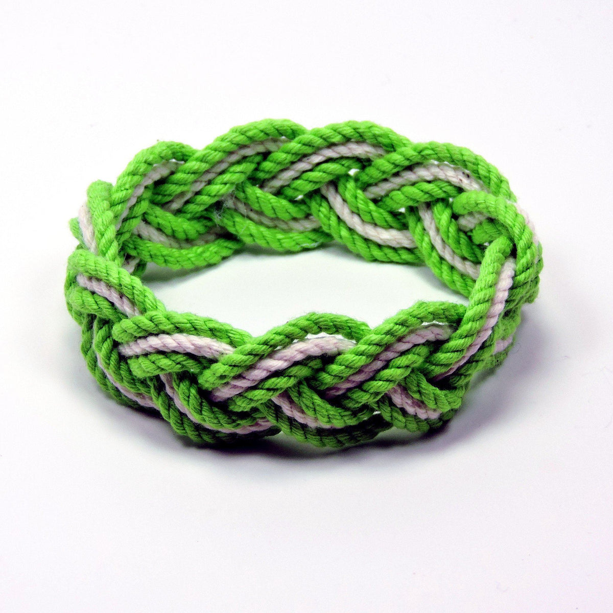Nautical Knot Striped Sailor Bracelet, Tropical Colors w/ White Stripe handmade at Mystic Knotwork