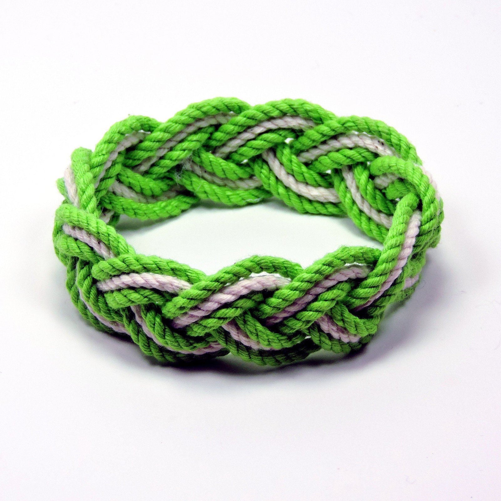 Nautical Knot Striped Sailor Bracelet, Tropical Colors w/ White Stripe handmade at Mystic Knotwork
