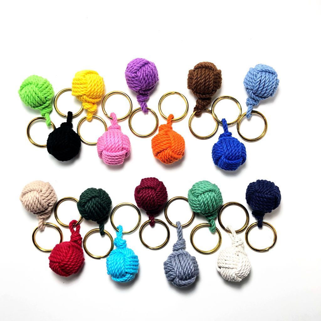 Nautical Knot Monkey Fist Key Chain, Modern, Choose from 18 colors handmade at Mystic Knotwork