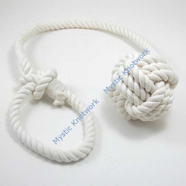 Nautical Knot Monkey Fist Curtain Tie Back handmade at Mystic Knotwork