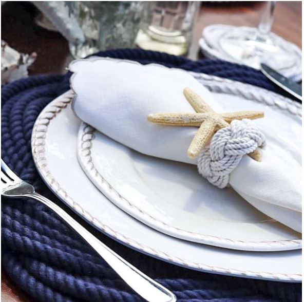 Sailor Knot Napkin Rings, Nautical Colors, Set of 4 - Mystic Knotwork