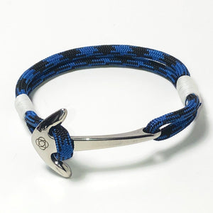 Nautical Knot Black and Blue Nautical Anchor Bracelet Stainless Steel 098 handmade at Mystic Knotwork