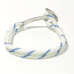 Nautical Knot Blue Stripe Nautical Anchor Bracelet Stainless Steel 165 handmade at Mystic Knotwork
