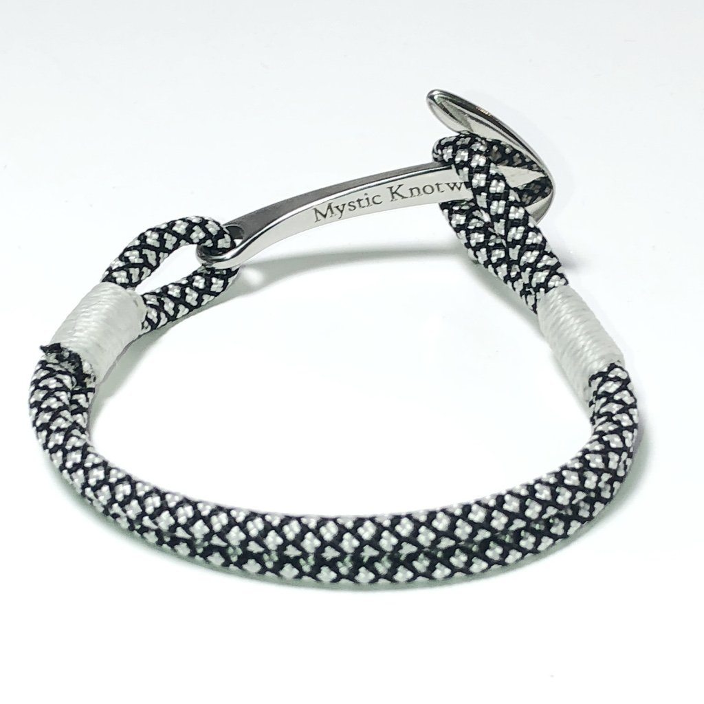 Nautical Knot Black and White Nautical Anchor Bracelet Stainless Steel 167 handmade at Mystic Knotwork