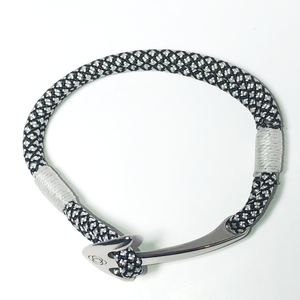 Nautical Knot Black and White Nautical Anchor Bracelet Stainless Steel 167 handmade at Mystic Knotwork