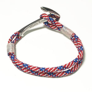 Nautical Knot Patriotic Nautical Anchor Bracelet Stainless Steel 187 handmade at Mystic Knotwork