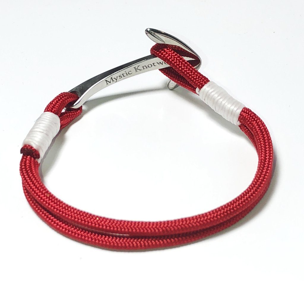 Nautical Knot Red Nautical Anchor Bracelet Stainless Steel 028 handmade at Mystic Knotwork