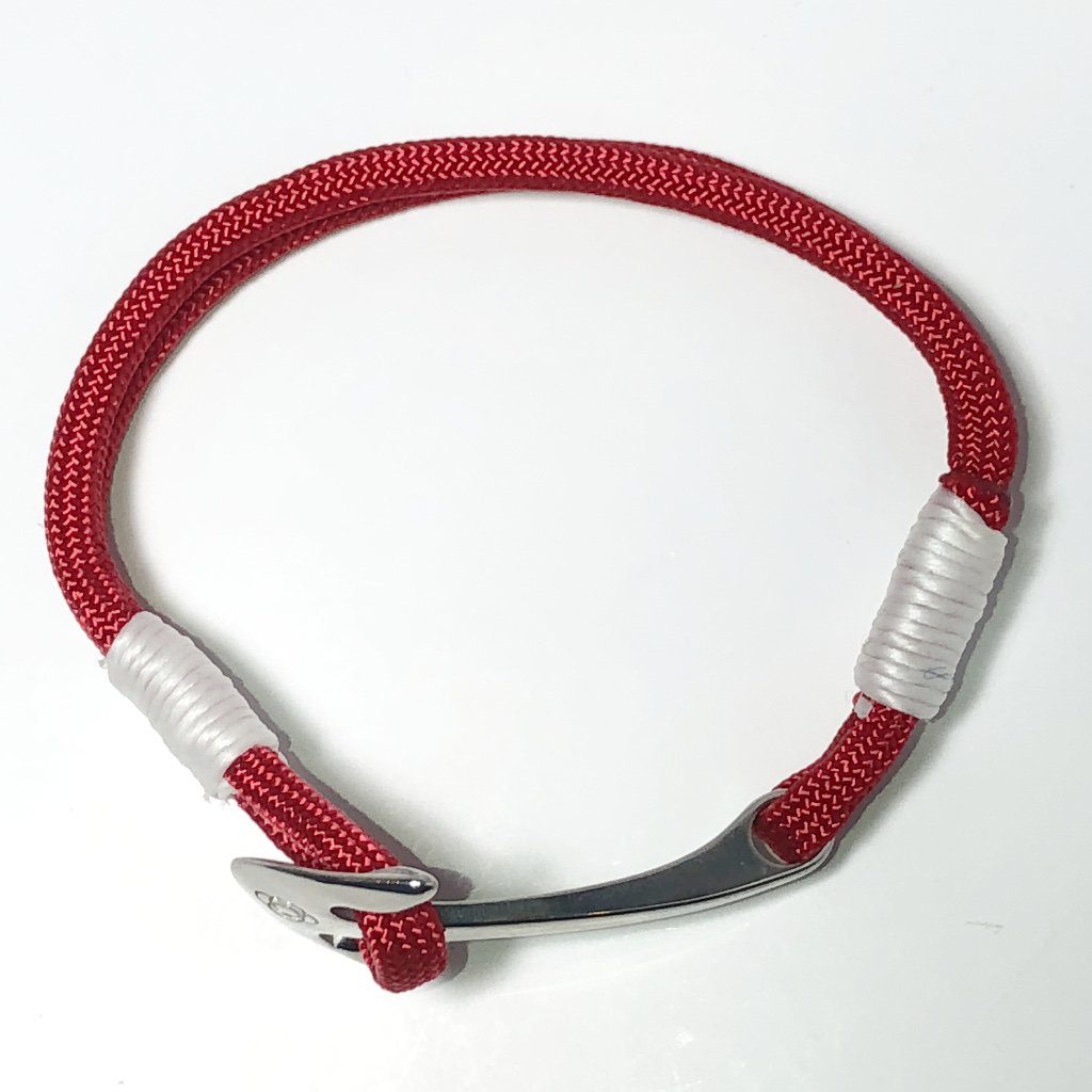 Nautical Knot Red Nautical Anchor Bracelet Stainless Steel 028 handmade at Mystic Knotwork