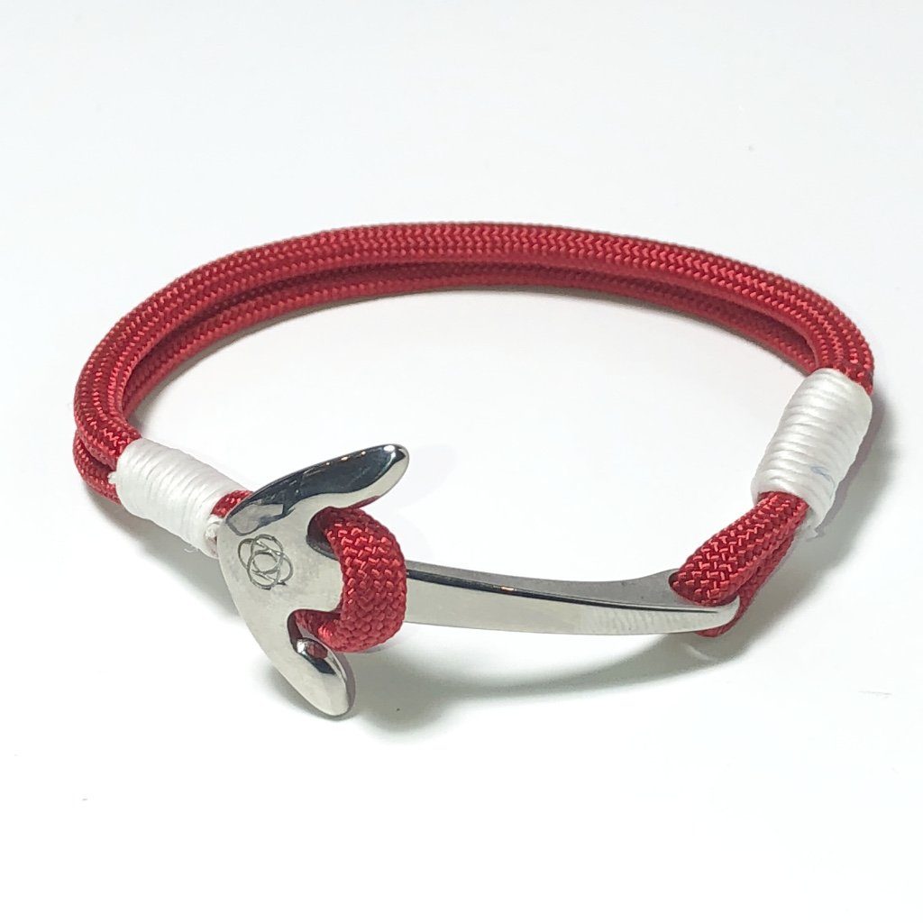Nautical Knot Red Nautical Anchor Bracelet Stainless Steel 028 handmade at Mystic Knotwork
