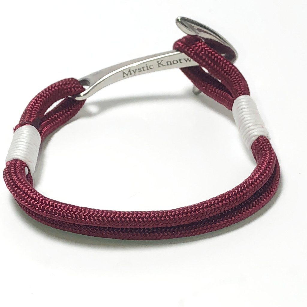 Nautical Knot Burgundy Nautical Anchor Bracelet Stainless Steel 022 handmade at Mystic Knotwork