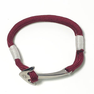 Nautical Knot Burgundy Nautical Anchor Bracelet Stainless Steel 022 handmade at Mystic Knotwork